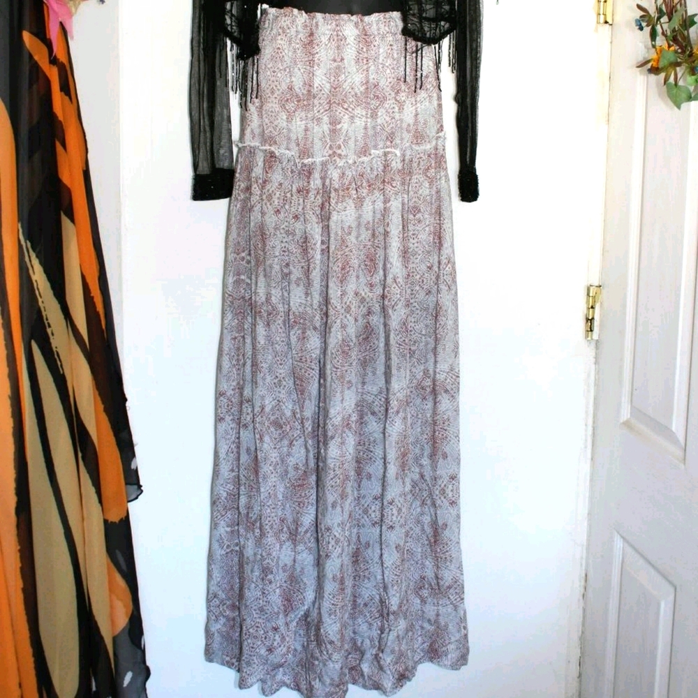 Long Soft Flowing Boho cotton Delicate Print skirt